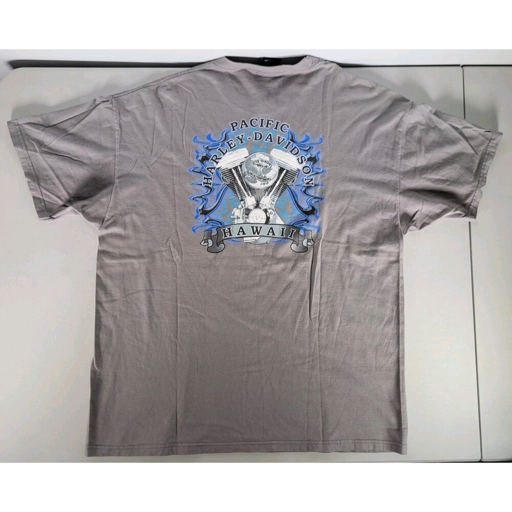 Vintage 1998 Harley Davidson Hawaii T Shirt XL Gray Pacific V-Twin Engine Rare